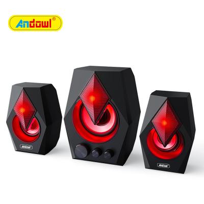 China LED Flashing Light ANDOWL Computer Speaker Wired USB RGB Multimedia Subwoofer Illuminated Desktop Speaker for sale