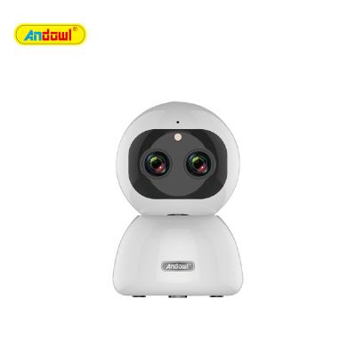 China ANDOWL Face Recognition Dual Lens Indoor Auto Tracking Wifi Binocular Security Camera for sale