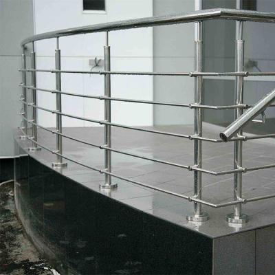 China Modern Elevator Rail 201 304 316 Inox Stainless Steel Railing Balustrade Barrier Veranda Balcony Steel Handrailing Pipe Railing for sale