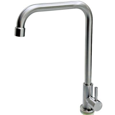 China Other Stainless Steel Brushed Nickel Kitchen Faucet Single Cold Seven Shaped Tube Sink Faucet Household Kitchen Faucet for sale