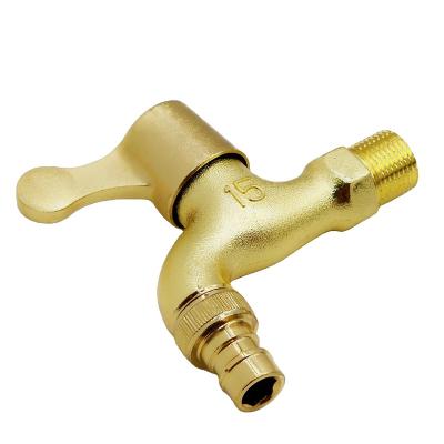 China Modern New-fashioned Golden Finished Quick Open Durable Brass Water Bib Tap for sale