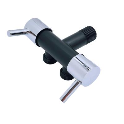 China Modern Two Way Stainless Steel Angle Valve T-adapter Valve Faucet Handle Valve Water Stop For Toilet Bidet Double Handle for sale