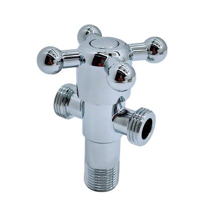 China Modern 2-way Double Outlet Stainless Steel Chrome Plated 90 Degree Angle Valve for sale