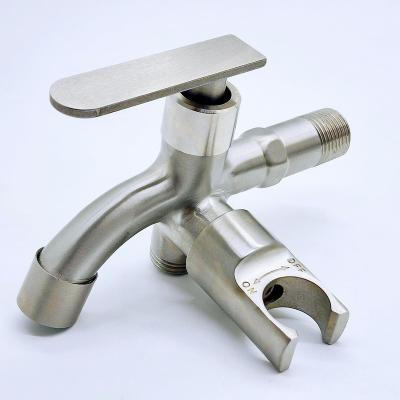 China Modern New design 304 stainless steel double handle faucet 2 hole wall hanging quick open two way faucet for sale