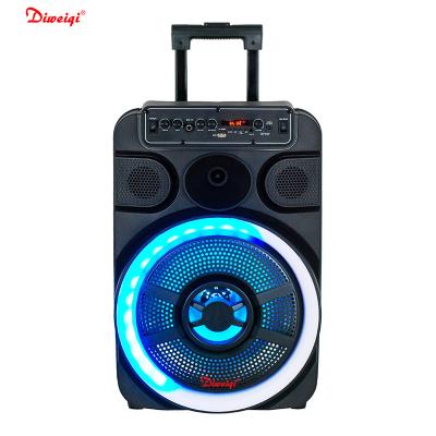 China LED flashing light 2021hot selling 15 inch speaker cart wireless speaker with LED flashing light colorful promotion outdoor speaker for sale