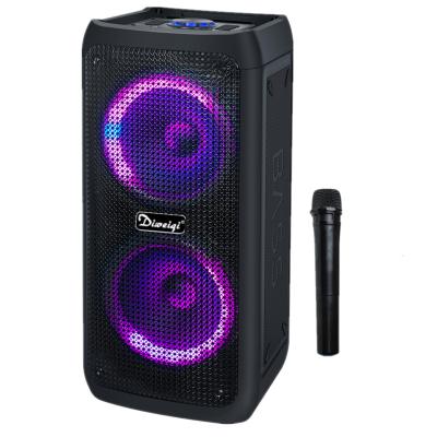 China Factory Wireless Ready Goods Dual 8 Inch With Colorful Circle Light DJ Powered Party Speakers With Wholesale Price for sale