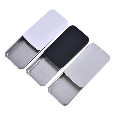 China Recycled Materials Wholesale Small Rectangle Slide Top Lid Metal Mint Sliding Tin Box Solid Perfume Soap for sale