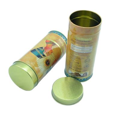 China Custom Airtight Round Copper Tea Storage Canister Tin Canister Tea Canister Packaging Tin for sale