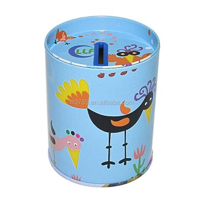 China Round Money Bank / Metal Coin Money Tin Box for sale