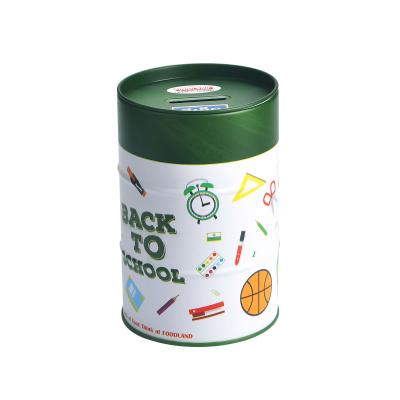 China Recycled Materials Tin Coin Bank Custom Coke Can Form Metal Money Tin Box for sale