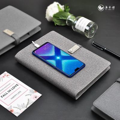 China Hot Selling Hard Cover Book Charger Power Bank Wireless Notebook with 8000mAh Custom Logo 16gb USB Battery Powerbank Flash Gray Notebook for sale