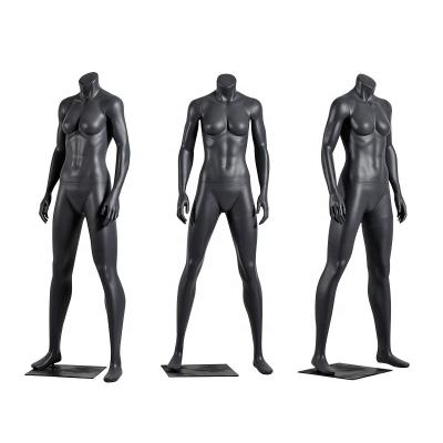 China Other Male Female Full Body Fiberglass Gray Muscle Standing Dummy Headless Sports Mannequin For Clothes Display for sale