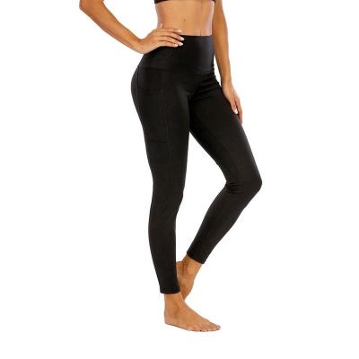 China Breathable Custom Black Leopard Embossed Fitness Apparel Women High Waist Gym Yoga Pants Tights Woman Gaiters For Women With Pockets for sale