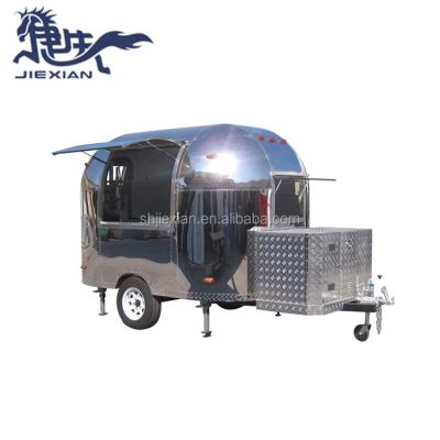 China Vegetable processing plant JX-BT300 mirror stainless steel beverage cartdining car/mobile street food cart trailer for sale