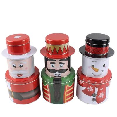 China Food Custom Printed Metal Tin Can Packaging Assemble Tinplate Container Christmas Tin for sale