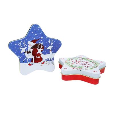 China Custom Factory Recyclable Tin Can Packaging Star Shape Metal Tins Food Grade Empty Tin Box Christmas for sale