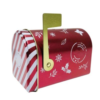 China Custom Food Factory Food Tin Can Mailbox Shape Empty Tin Can Small Size Christmas Cans for sale