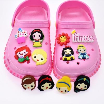 China Wholesale XH Washable Cute Cartoon Fairy Princess Pocahontas Jasmine Custom Design PVC Shoe Decoration Girl Shoe Charms for sale