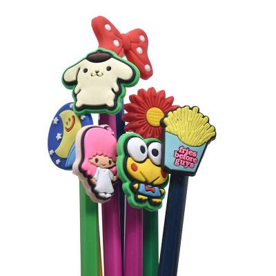 China Promotional Wholesale Custom Durable Eco-Friendly Supplied Rubber Cartoon Pencil Toppers For Kids Students for sale