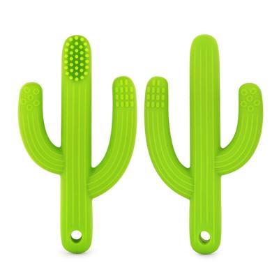 China Toy Wholesale Infant Training Toothbrush and Silicone Teether Cactus Baby Teether Soft Toothbrush for sale