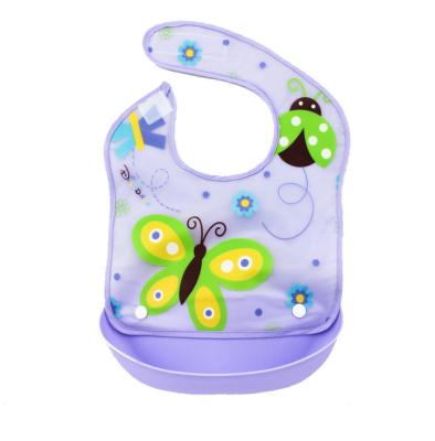 China Antibacterial EVA Material Bib With Soft And Cute Design Pocker Bibs For Babyies for sale