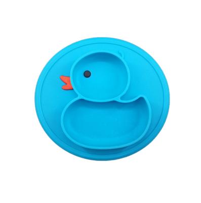 China BPA Free 2021 New Arrival Design Silicone Cute Baby Duck Feeding Dish Set for sale