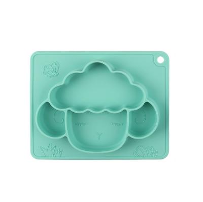 China BPA free cartoon sheep design silicone material with suction prevent falling over baby silicone dish for sale