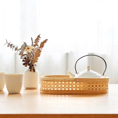 China YRMT Sustainable Cheap Handmade Woven Serving Trays Tea Coffee Also Eco Friendly Rectangular Rattan Storage Decorative Basket Tray for sale