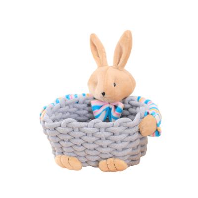 China Small Minimalist Desktop Storage Cotton Rope Woven Basket Cosmetics Storage Desk Decorate Box For Girl for sale