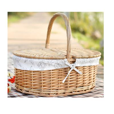 China China Eco - Friendly Wicker Basket With Lid Empty Wicker Picnic Baskets for sale