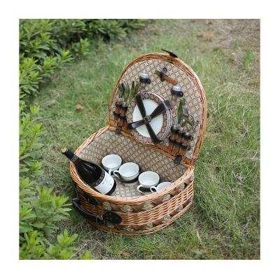 China Sustainable Wicker Picnic Basket Set Wicker Picnic Baskets With Lid for sale