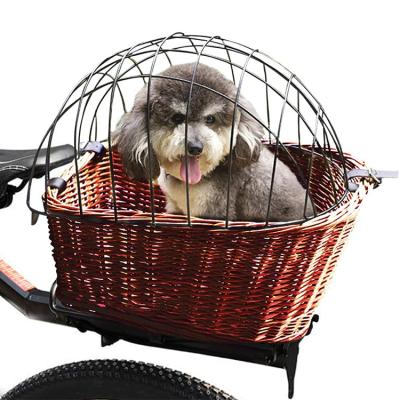 China YRMT Eco-friendly Wholesale Handmade Woven Bicycle Basket Pets Dog Basket Wicker Front Wicker With Lid for sale