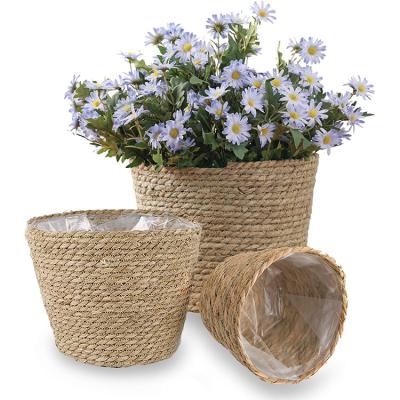 China Wholesale Eco-friendly YRMT Plant Baskets Straw Woven Flower Pot Grass Planter Plant Basket For Garden Decoration for sale