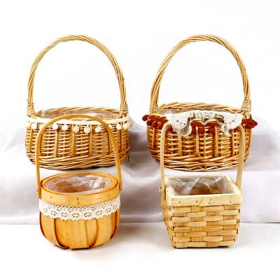 China Customizable Woven Hand Baskets Storage Baskets Europe FLOWER PLANT BASKETS POTS for GARDEN for sale