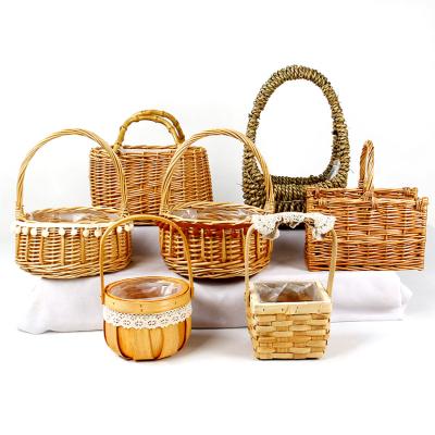 China European Woven Hand Baskets Storage Baskets FLOWER PLANT BASKETS POTS For GARDEN for sale