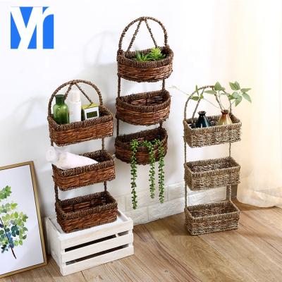 China Eco - Friendly Hot Sell Wall Hanging Garden Rattan Woven Flower Basket for sale