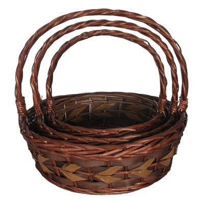 China YRMT Sustainable Cheap Customizable Wholesale Empty Woven Wood Chip Gift Basket Handle Christmas Gift Basket for sale