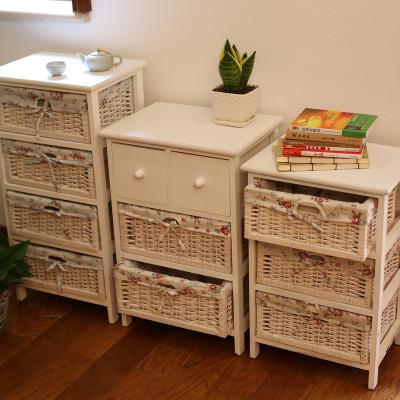 China Wood Eco-friendly Wicker Furniture Cabinet Drawer Storage Cabinet Wicker Basket Drawers for sale