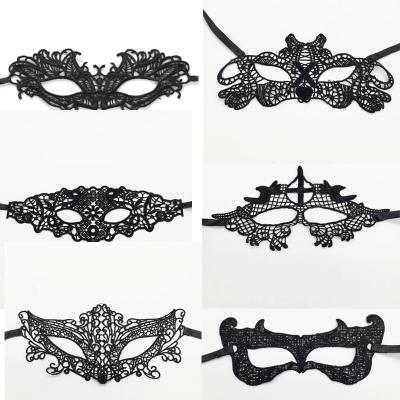 China Breathable Cutout 1PC Black Lace Mask Black Cool Flower Eye Mask For Masquerade Party Costume Halloween Party Fancy Fancy Dress Decor for sale