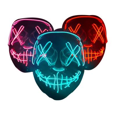 China Halloween Fashionable Glowing Party Glass Masks Neon Lamp LED Scary Horror Props Decor Cosplay Supplies Costume Glow In Dark for sale