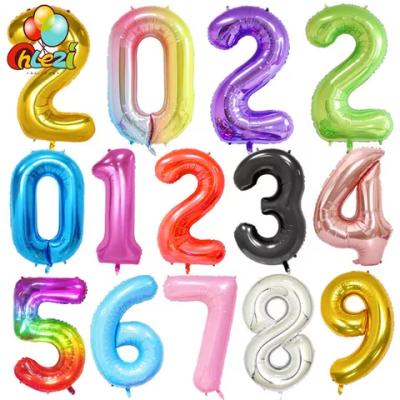 China Large Aluminum Foil 40Inch Birthday Balloons Helium Number Balloon 0-9 Happy Birthday Wedding Party Decorations Pour Large Figures Globos for sale