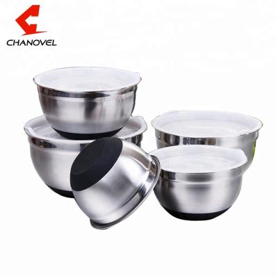 China Best Stocked Selling Reliable Durable Stainless Steel Salad Bowl With Non Slip Base And Lid for sale