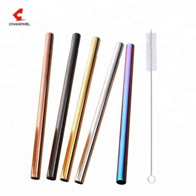 China Sustainable Eco Friendly Stainless Steel Metal Custom Straw With Brush for sale