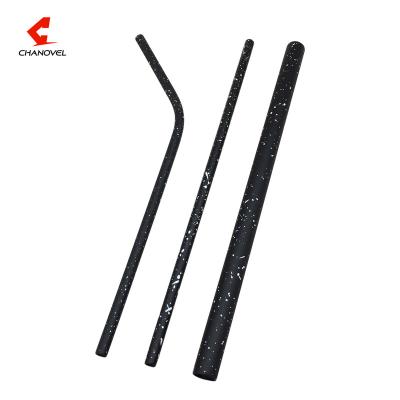 China Sustainable Wholesale Colored Stainless Steel Smoothie Black Drinking Straw With White Spots for sale