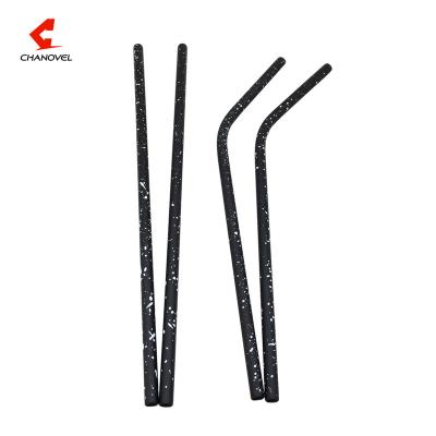 China Sustainable Personalized Reusable Stainless Steel 6mm Diameter Metal Straw In Black Colors With Spots for sale