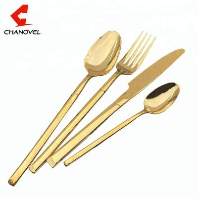 China 304 Stainless Steel Viable Royal Gold 4pcs Cutlery Set With Knife Spoon And Fork For Restaurant for sale