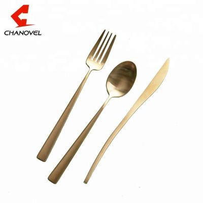 China Titanized Durable Stainless Steel Gold Plated Cutlery Set For Dinner 3 Pcs for sale