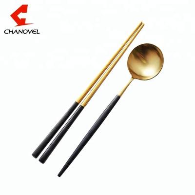 China Sustainable Hot Sale 304 Stainless Steel Cutlery Set Spoon And Chopsticks For Home Tableware for sale