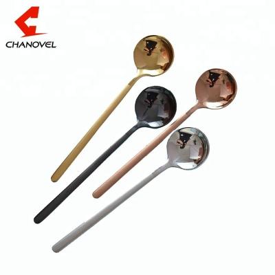 China Gold Plating 304 Stainless Steel Stocked Spoon For Ice Cream Coffee Tea Dessert for sale