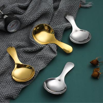 China Beau Sustainable 304 stainless steel baby feeding spoon customized logo multi-colors healthy tea/coffee spooon for sale